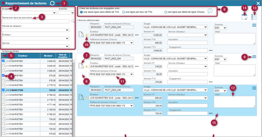 Interface administration chorus pro